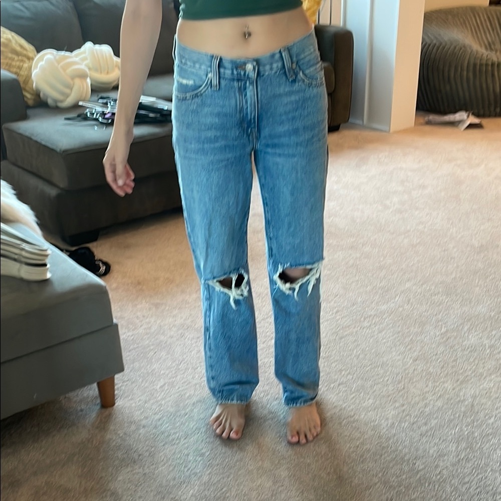 Levi's Blue Distressed Flare Jeans